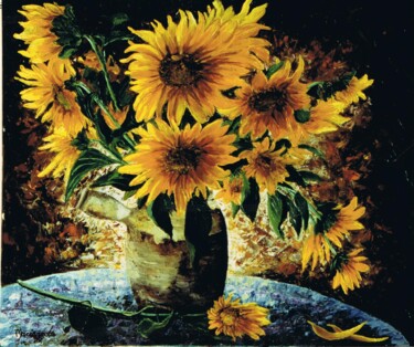 Peinture intitulée "131-le-bouquet-sole…" par Enio Maccazzola, Œuvre d'art originale, Huile