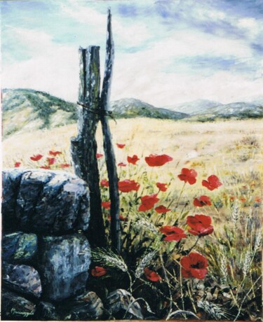 Painting titled "164-les-coquelicots…" by Enio Maccazzola, Original Artwork, Acrylic