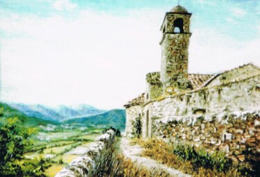 Peinture intitulée "N°55 Eglise de Prov…" par Enio Maccazzola, Œuvre d'art originale, Huile Monté sur Panneau de bois