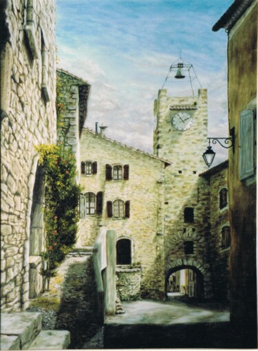 Painting titled "095-la-tour-de-l-ho…" by Enio Maccazzola, Original Artwork, Oil