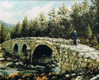 Peinture intitulée "125-le-pont-romain-…" par Enio Maccazzola, Œuvre d'art originale, Huile