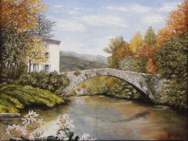 Painting titled "N°291 PONT SUR LE L…" by Enio Maccazzola, Original Artwork, Oil