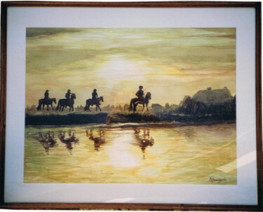 Peinture intitulée "097-crepuscule-en-c…" par Enio Maccazzola, Œuvre d'art originale, Aquarelle