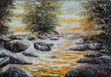 Painting titled "N°307 RIVIERE" by Enio Maccazzola, Original Artwork, Oil