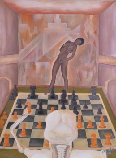 Painting titled "Chess Move" by Enkart, Original Artwork, Oil