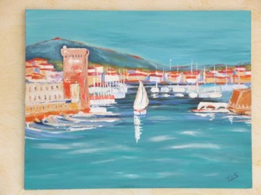 Peinture intitulée "Port de marseille" par Muriel Vic, Œuvre d'art originale