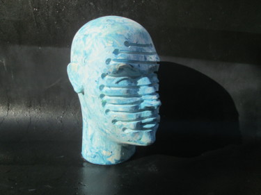 Sculpture titled "Franco blue in gree…" by Ennio, Original Artwork, Plaster