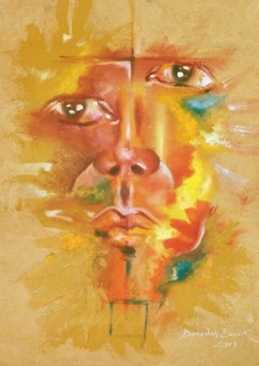 Painting titled "retrato de hombre" by Enock Dorestan, Original Artwork, Oil