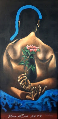 Painting titled "Peace and rose" by Enock Dorestan, Original Artwork, Oil