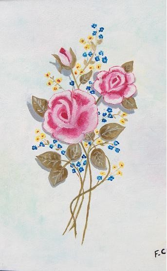 Peinture intitulée "Les roses" par Fiona Caldone, Œuvre d'art originale