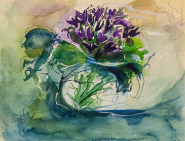 Peinture intitulée "Violettes" par Enrica Chieregatti, Œuvre d'art originale, Aquarelle
