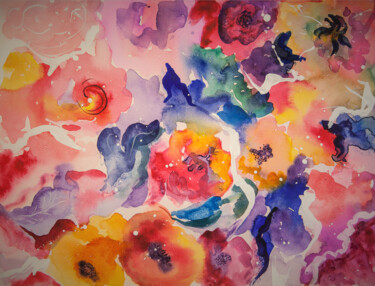 Peinture intitulée "Fleurs fous" par Enrica Chieregatti, Œuvre d'art originale, Aquarelle