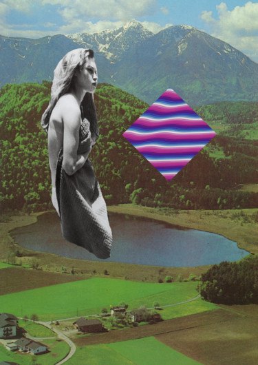Collages intitulée "Le Lac de Brigitte…" par Enric Chalaux, Œuvre d'art originale