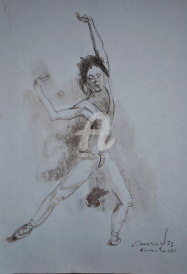 Schilderij getiteld "bailarina" door Enrico Napoletano, Origineel Kunstwerk, Pastel