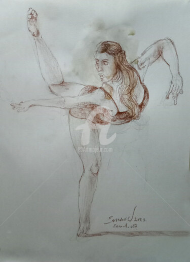 Картина под названием "bailarina observado…" - Enrico Napoletano, Подлинное произведение искусства, Пастель