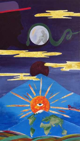 Pittura intitolato "bolla e sole" da Enrico Torricelli, Opera d'arte originale, Acrilico