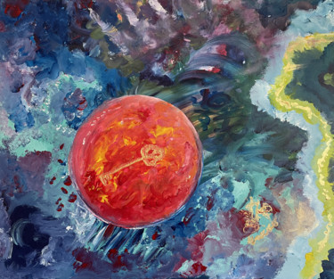 Painting titled "fire ball" by Enrico Torricelli, Original Artwork, Acrylic