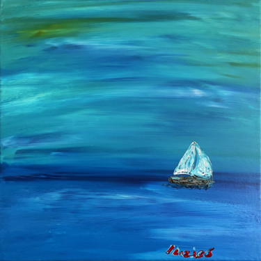 Pintura intitulada "una barca all'orizz…" por Enrico Torricelli, Obras de arte originais, Acrílico