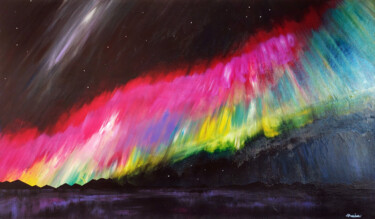 Painting titled "aurora boreale" by Enrico Torricelli, Original Artwork, Acrylic