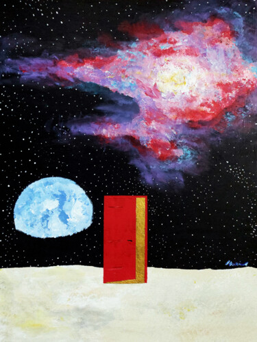 Pittura intitolato "la porta rossa" da Enrico Torricelli, Opera d'arte originale, Acrilico Montato su Telaio per barella in…