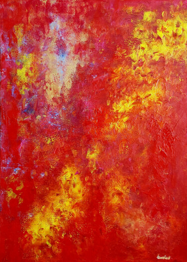 Painting titled "astratto rosso" by Enrico Torricelli, Original Artwork, Acrylic Mounted on Wood Stretcher frame