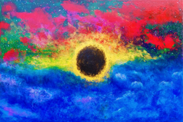 Painting titled "eclipse" by Enrico Torricelli, Original Artwork, Acrylic Mounted on Wood Stretcher frame