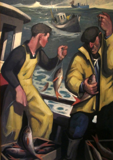 Painting titled "Pescadores. / Pêche…" by Zubia, Original Artwork, Oil
