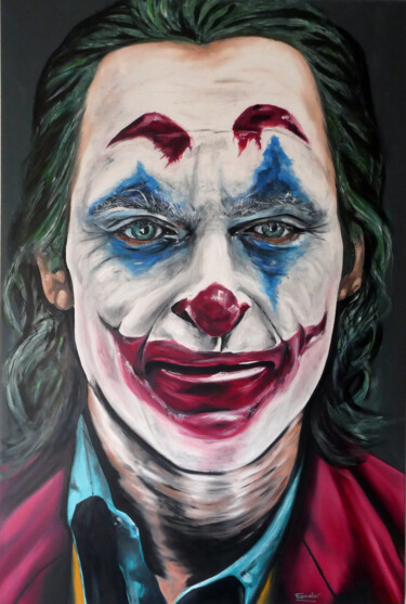 Painting titled "Joaquin Phoenix - T…" by Enrique Escolar Hernández, Original Artwork, Oil Mounted on Wood Stretcher frame