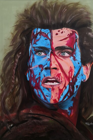 Painting titled "William Wallace" by Enrique Escolar Hernández, Original Artwork, Oil Mounted on Wood Stretcher frame