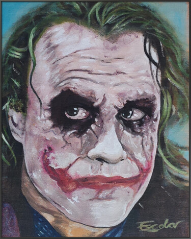 Pintura titulada "The Joker Heath Led…" por Enrique Escolar Hernández, Obra de arte original, Oleo