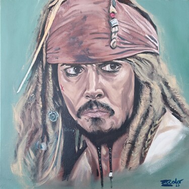 Pittura intitolato "Jack Sparrow" da Enrique Escolar Hernández, Opera d'arte originale, Olio