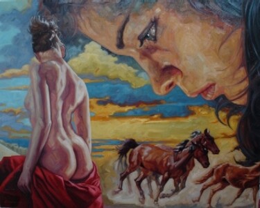 Pintura titulada "Observando tu infat…" por Enrique Monraz, Obra de arte original