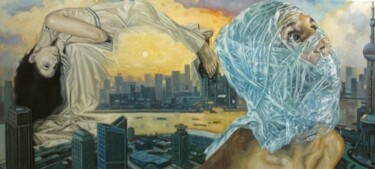 Pintura titulada "La Ciudad de la Fur…" por Enrique Monraz, Obra de arte original