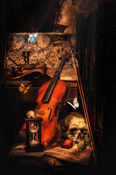 Photography titled "Vanitas, Violin &am…" by Enrique Reyes, Original Artwork, Digital Photography