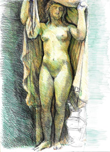 Drawing titled "escultura 2" by Enrique Etievan, Original Artwork, Ballpoint pen