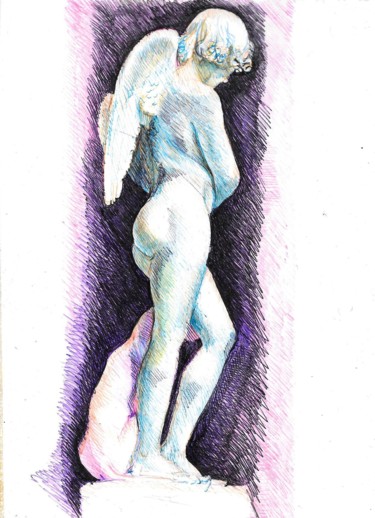 Drawing titled "escultura" by Enrique Etievan, Original Artwork, Ballpoint pen