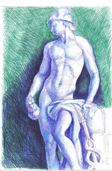 Drawing titled "escultura 4" by Enrique Etievan, Original Artwork, Ballpoint pen