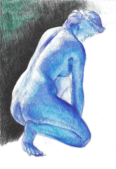 Drawing titled "escultura 6" by Enrique Etievan, Original Artwork, Ballpoint pen