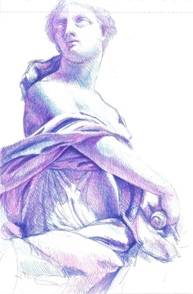 Drawing titled "escultura 5" by Enrique Etievan, Original Artwork, Ballpoint pen
