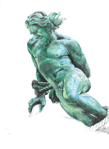 Рисунок под названием "escultura 7" - Enrique Etievan, Подлинное произведение искусства, Шариковая ручка