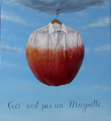 Painting titled "Homenaje a Magritte" by Enrique Etievan, Original Artwork, Oil