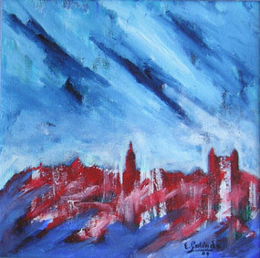 Pintura titulada "Toledo Rojo" por Enrique Galindo Bonilla, Obra de arte original