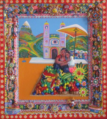 Painting titled "mercado" by Enrique Marquez, Original Artwork