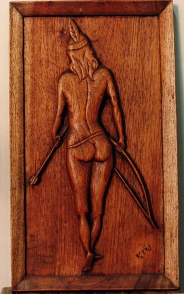 Escultura intitulada "IRACEMA (índia bras…" por Kin, Obras de arte originais, Madeira