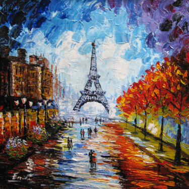 Paris Eiffel tower wall art Acrylic painting Canvas French decor Painting  by IrinJoyArt Art