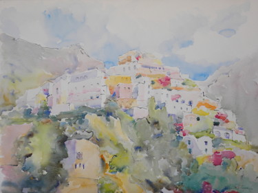 Malerei mit dem Titel "Positano" von Enza Pipitone, Original-Kunstwerk, Aquarell