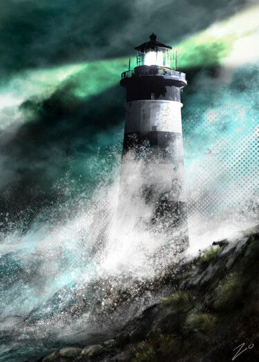 Digital Arts titled "Le Phare" by Zo, Original Artwork, Digital Painting