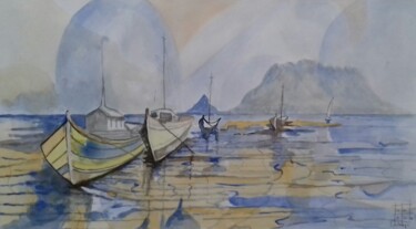Peinture intitulée "Sul Golfo" par Enzo Cadeddu (Cadenzo), Œuvre d'art originale, Aquarelle