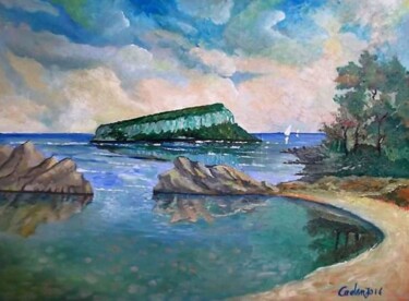 Peinture intitulée "Figarolo island gol…" par Enzo Cadeddu (Cadenzo), Œuvre d'art originale, Huile Monté sur Panneau de bois