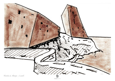 Dibujo titulada "Il castello" por Enzo Ceglie, Obra de arte original, Acuarela
